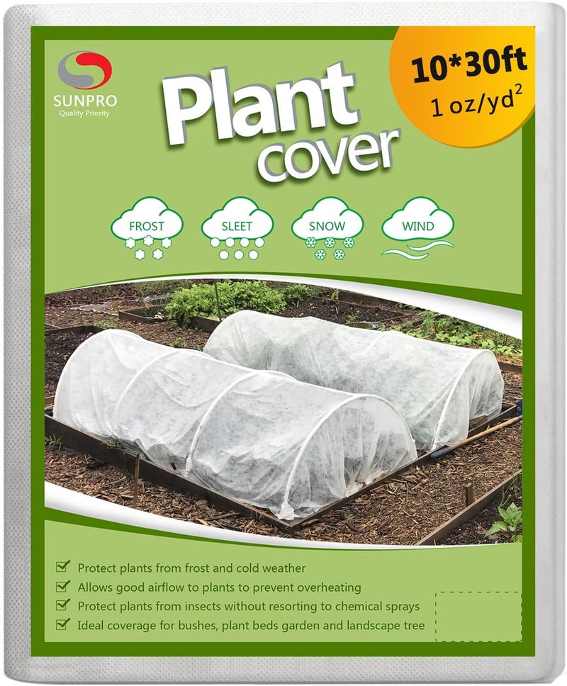 SUN PRO Plant Covers Freeze Protection,10Ft x 30Ft 1.0 oz/yd² Reusable Floating Row Cover, Freeze Protection Plant Blankets for Cold Weather (Support Hoops Not Included) - Image 1